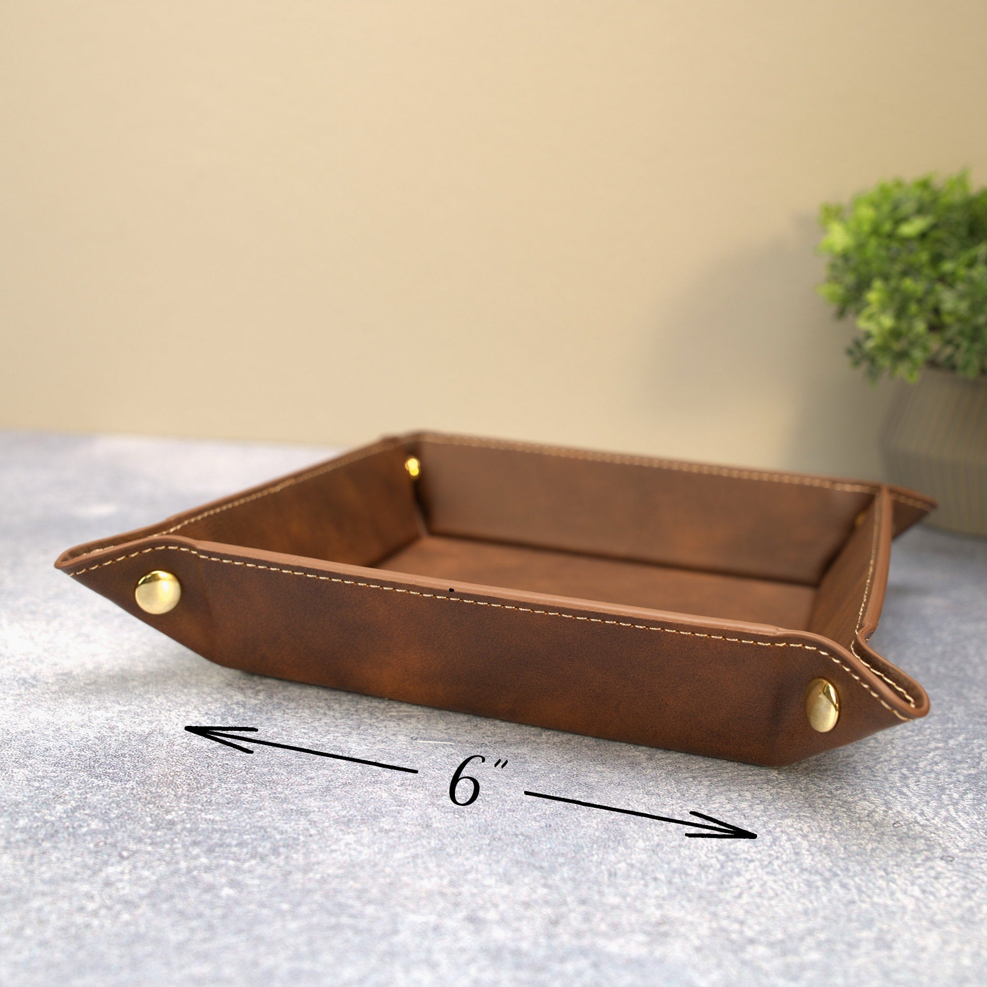 Vegan Leather Valet Catch-all Tray - Monogram Initials