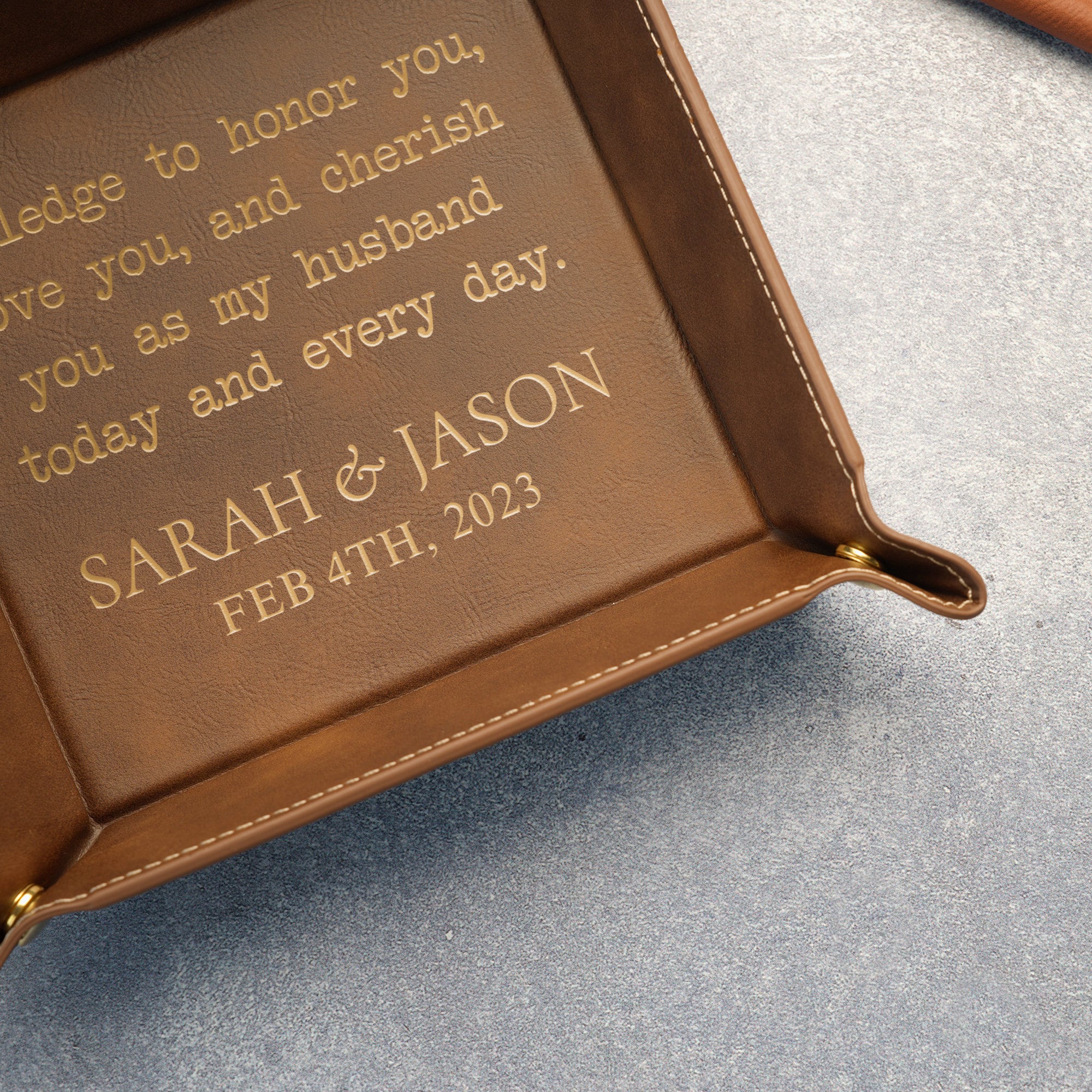 Vegan Leather Valet Catch-all Tray - Monogram Initials