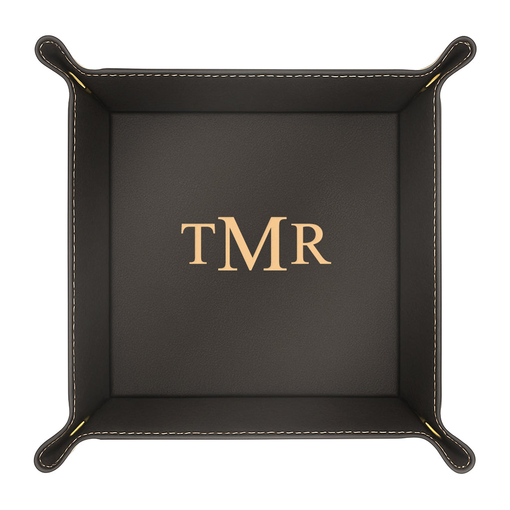 Vegan Leather Valet Catch-all Tray - Monogram Initials