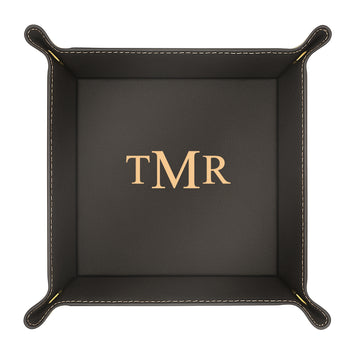 Vegan Leather Valet Catch-all Tray - Monogram Initials