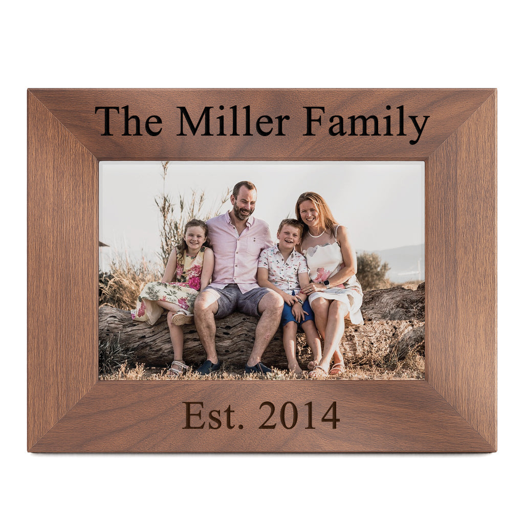Walnut Wood Photo Frame - Classic Font