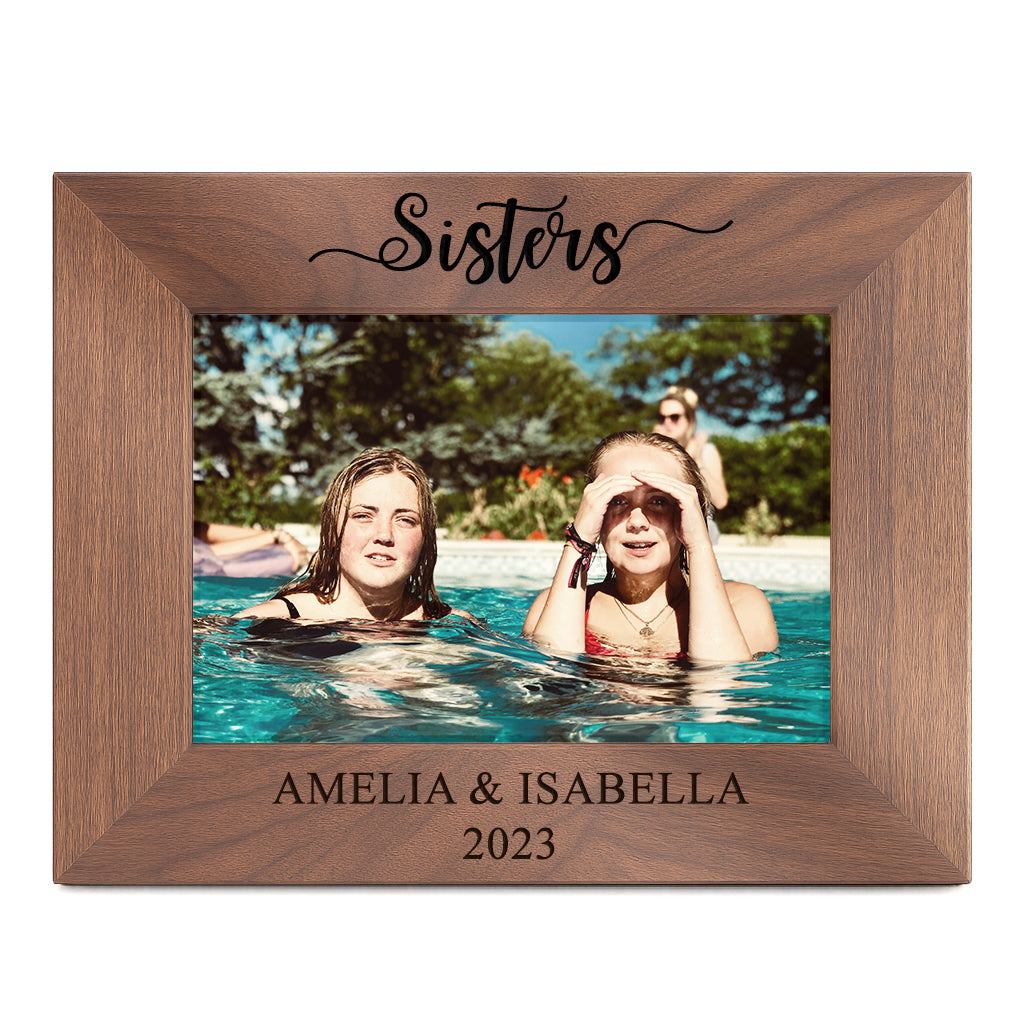 Walnut Wood Photo Frame - Sisters