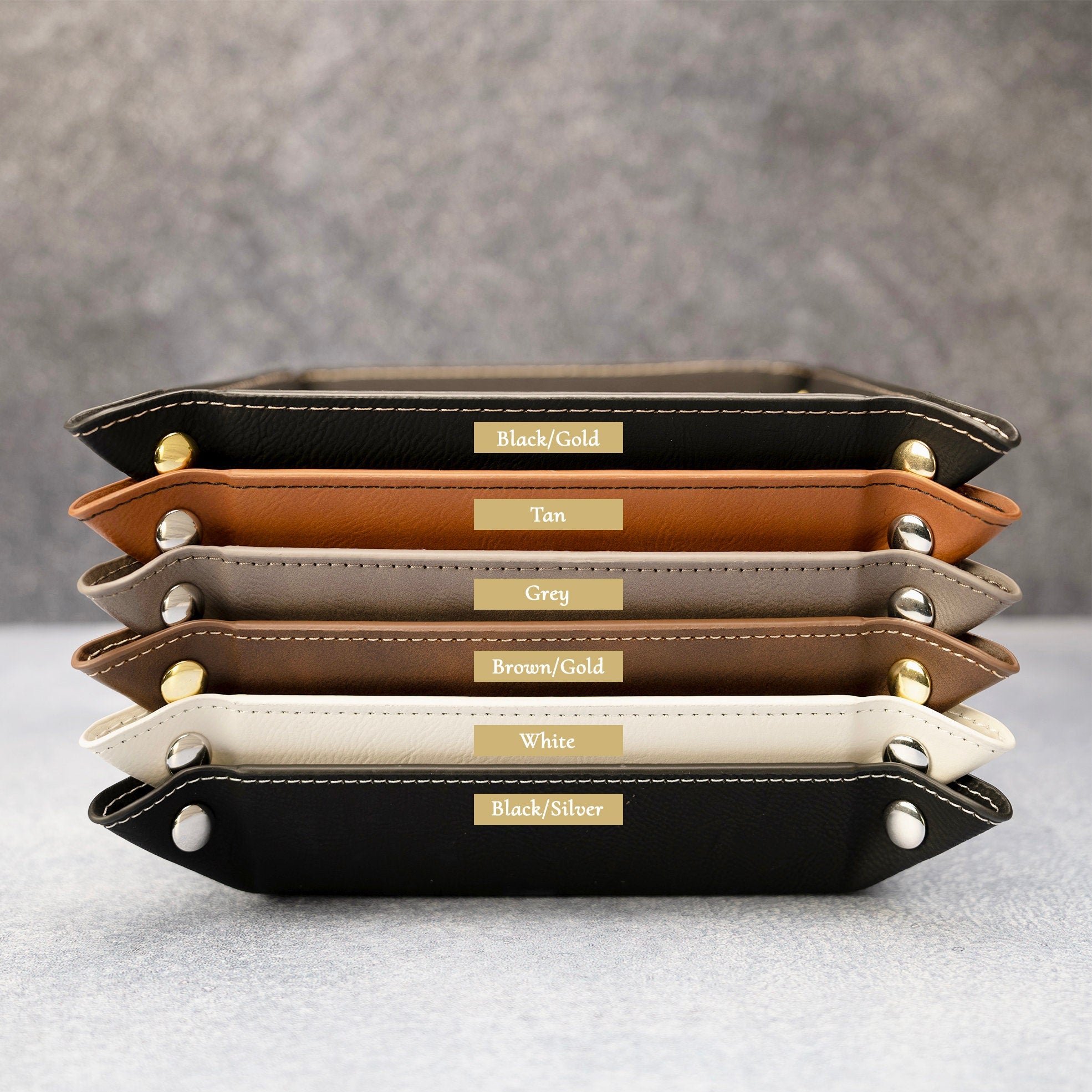 Vegan Leather Valet Catch-all Tray - Monogram Initials