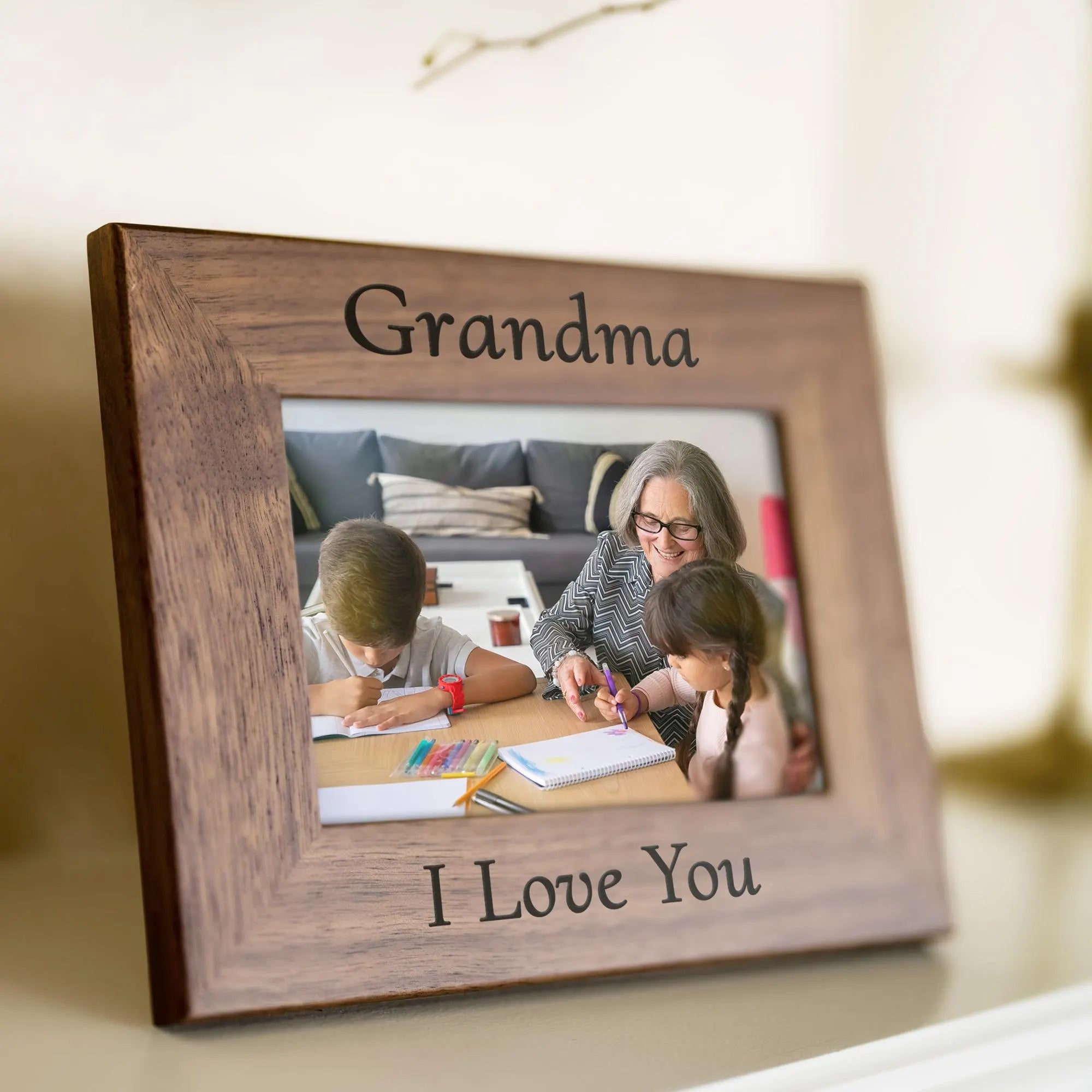 Walnut Wood Photo Frame - Mr & Mrs